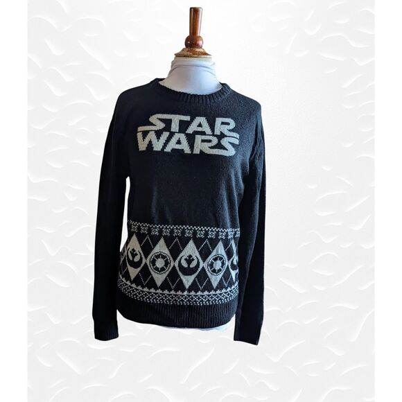 Star Wars womens black & white sweater    Sz M - Picture 1 of 9